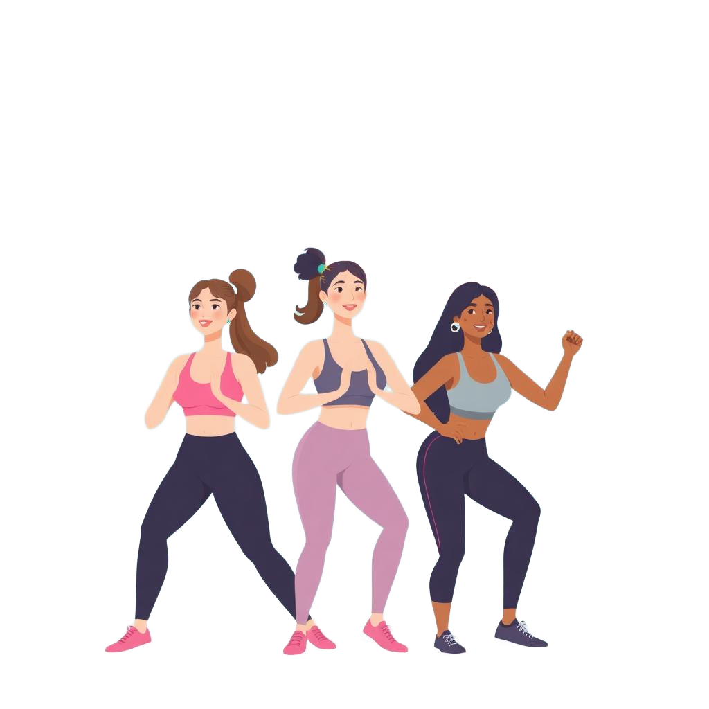 Three women working out together